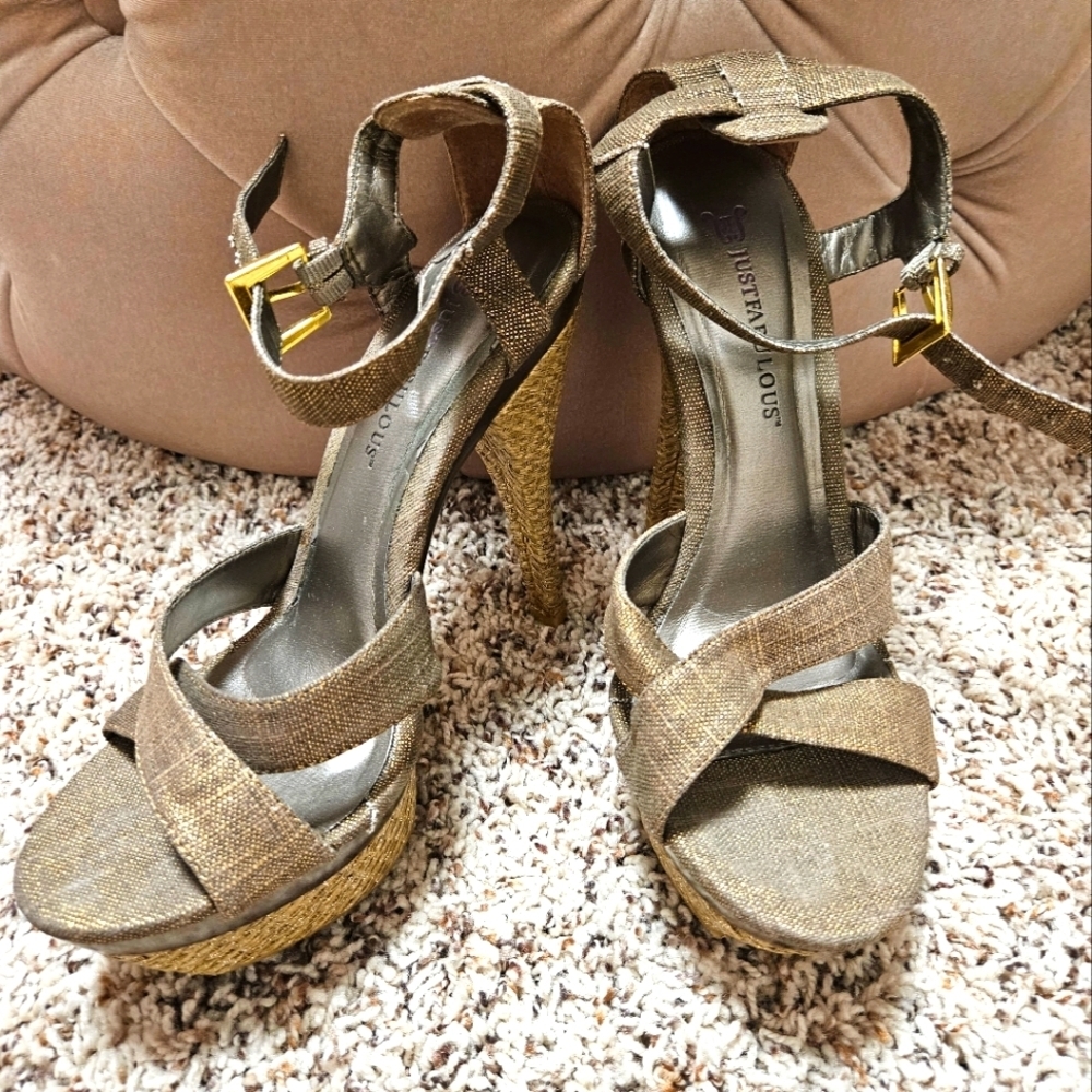 JustFab Gold Accented Platform Heels